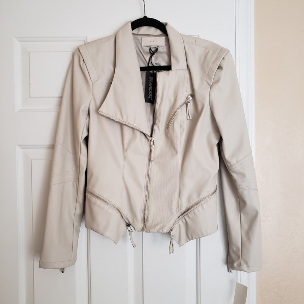 NWT BLANKNYC Faux Leather Asymmetrical Moto Jacket - Vanilla Latte, Cream